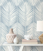 PR11402 palm leaf coastal prepasted wallpaper decor from Seabrook Designs