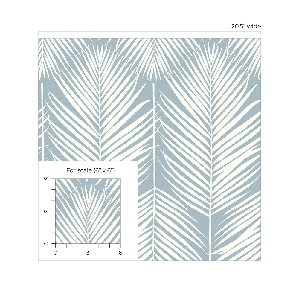 PR11402 palm leaf coastal prepasted wallpaper scale from Seabrook Designs