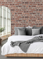 PR11501 red brick prepasted wallpaper bedroom from Seabrook Designs