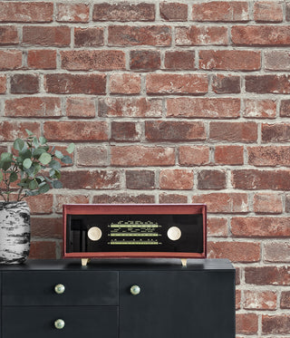 PR11501 red brick prepasted wallpaper decor from Seabrook Designs