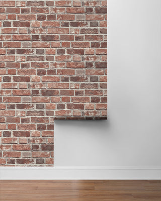 PR11501 red brick prepasted wallpaper roll from Seabrook Designs