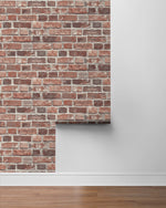 PR11501 red brick prepasted wallpaper roll from Seabrook Designs