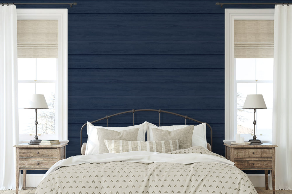 PR11602 faux wood panel prepasted wallpaper bedroom from Seabrook Designs