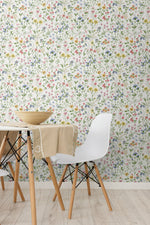 PR11901 wildflowers floral prepasted wallpaper dining room from Seabrook Designs