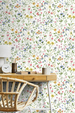 PR11901 wildflowers floral prepasted wallpaper office from Seabrook Designs