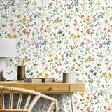 PR11901 wildflowers floral prepasted wallpaper office from Seabrook Designs