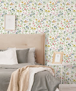 PR11901 wildflowers floral prepasted wallpaper bedroom from Seabrook Designs