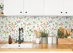 PR11901 wildflowers floral prepasted wallpaper kitchen from Seabrook Designs