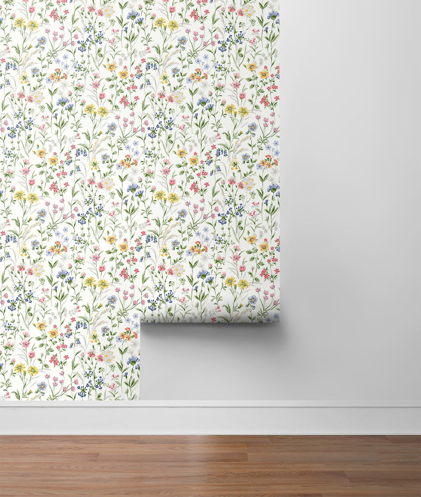 PR11901 wildflowers floral prepasted wallpaper roll from Seabrook Designs