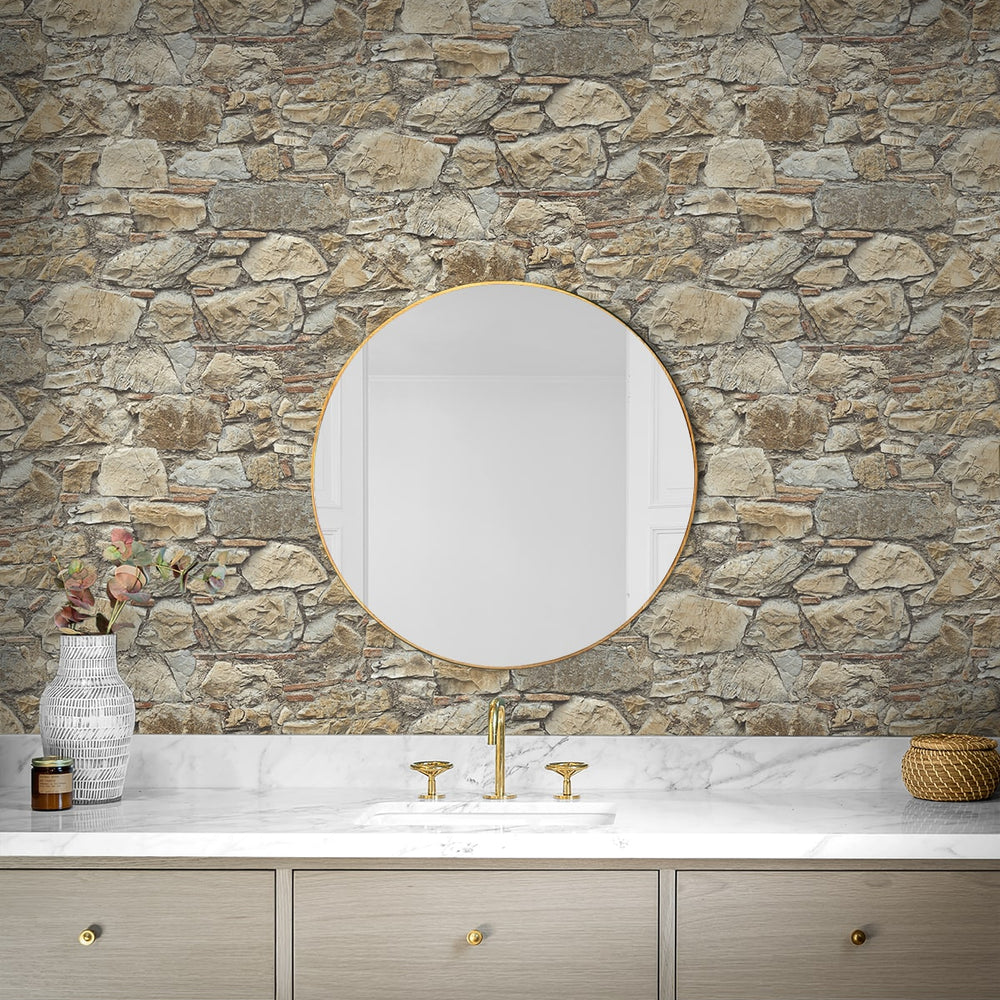 
                  
                    PR12006 faux stone prepasted wallpaper bathroom from Seabrook Designs
                  
                
