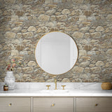 PR12006 faux stone prepasted wallpaper bathroom from Seabrook Designs