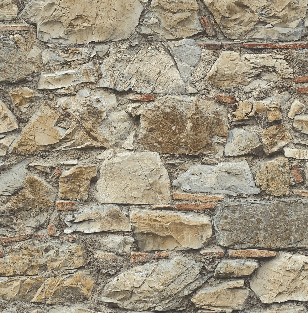 Faux Stone Wall Prepasted Wallpaper