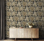 PR12100 palm leaf prepasted wallpaper entryway from Seabrook Designs