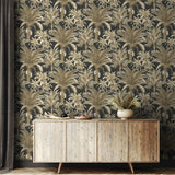 PR12100 palm leaf prepasted wallpaper entryway from Seabrook Designs