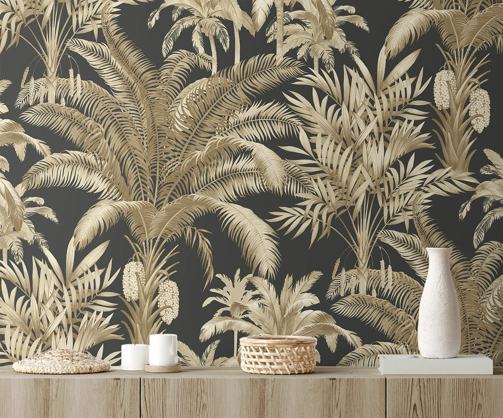 PR12100 palm leaf prepasted wallpaper decor from Seabrook Designs