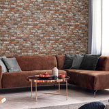 PR12201 faux brick prepasted wallpaper living room from Seabrook Designs