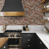 PR12201 faux brick prepasted wallpaper kitchen from Seabrook Designs