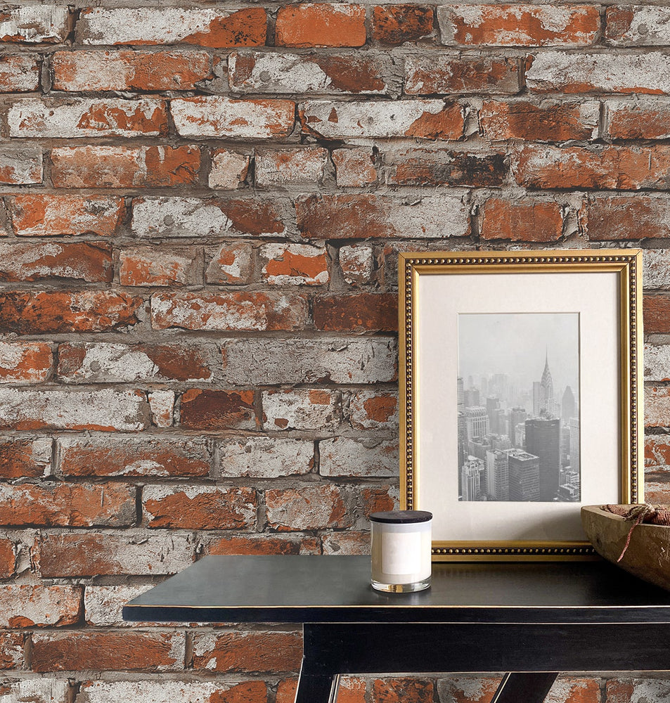 PR12201 faux brick prepasted wallpaper decor from Seabrook Designs