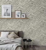 PR12205 faux brick prepasted wallpaper bedroom from Seabrook Designs