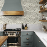 PR12205 faux brick prepasted wallpaper kitchen from Seabrook Designs