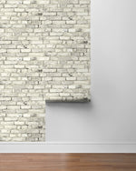 PR12205 faux brick prepasted wallpaper roll from Seabrook Designs