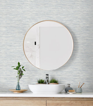 PR12308 faux grasscloth prepasted wallpaper bathroom from Seabrook Designs
