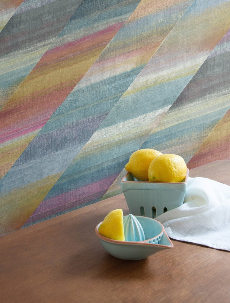 
                  
                    RY30313 rainbow diagonals striped wallpaper from the Boho Rhapsody collection by Seabrook Designs
                  
                