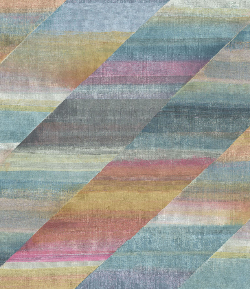RY30313 multicolored rainbow diagonals striped wallpaper from the Boho Rhapsody collection by Seabrook Designs