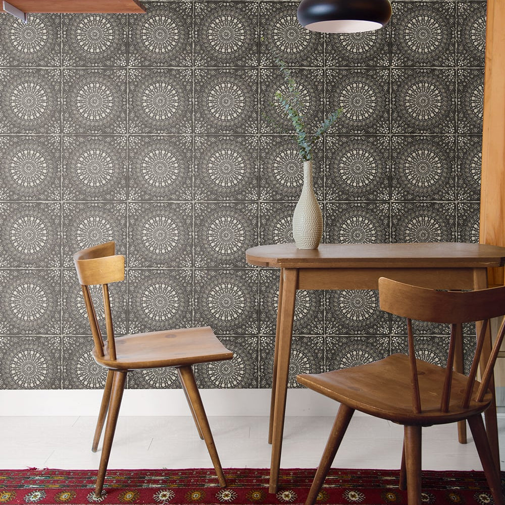 
                  
                    RY30700 mandala tile rustic wallpaper dining room from the Boho Rhapsody collection by Seabrook Designs
                  
                