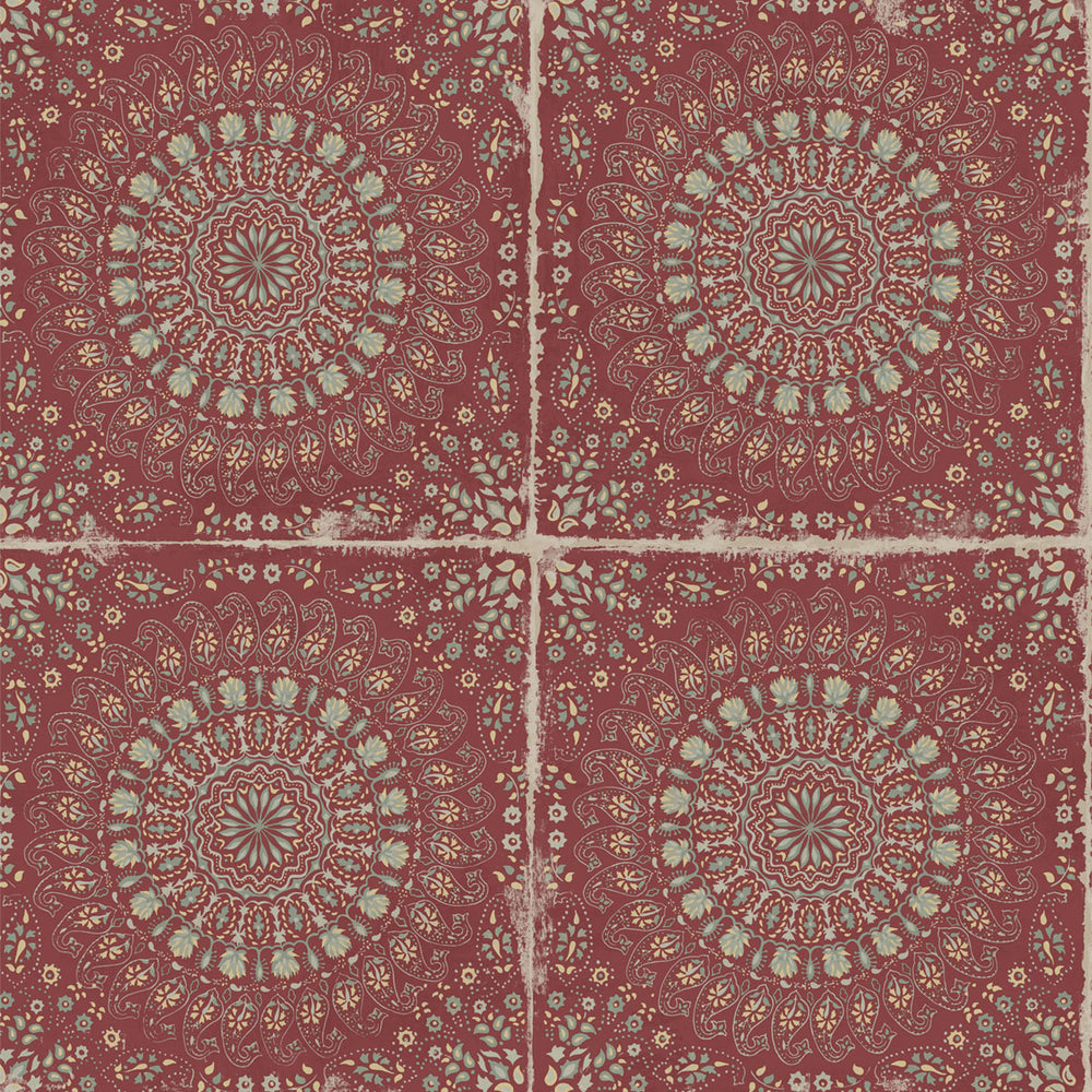 
                  
                    RY30710 red mandala tile rustic wallpaper from the Boho Rhapsody collection by Seabrook Designs
                  
                