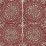 RY30710 red mandala tile rustic wallpaper from the Boho Rhapsody collection by Seabrook Designs