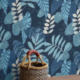 RY30902 tropicana leaves botanical wallpaper basket from the Boho Rhapsody collection by Seabrook Designs