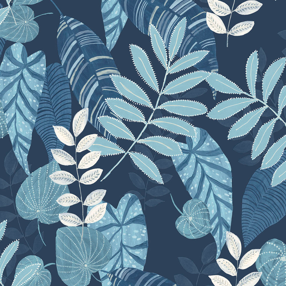 
                  
                    RY30902 blue tropicana leaves botanical wallpaper from the Boho Rhapsody collection by Seabrook Designs
                  
                