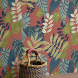 RY30906 tropicana leaves botanical wallpaper basket from the Boho Rhapsody collection by Seabrook Designs