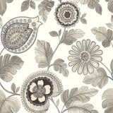 RY31200 gray calypso paisley leaf botanical wallpaper from the Boho Rhapsody collection by Seabrook Designs