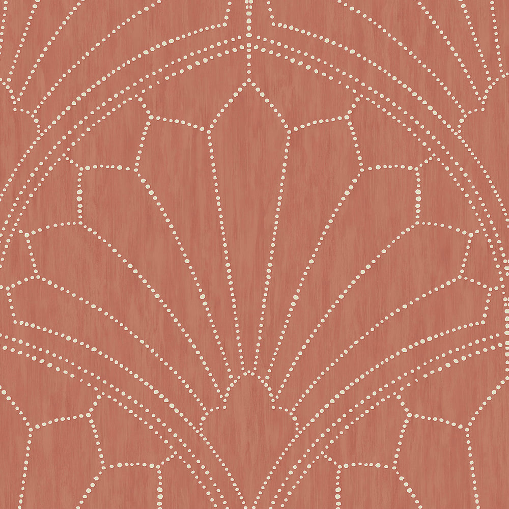 RY31501 red scallop medallion geometric wallpaper from the Boho Rhapsody collection by Seabrook Designs