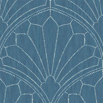 RY31502 blue scallop medallion geometric wallpaper from the Boho Rhapsody collection by Seabrook Designs