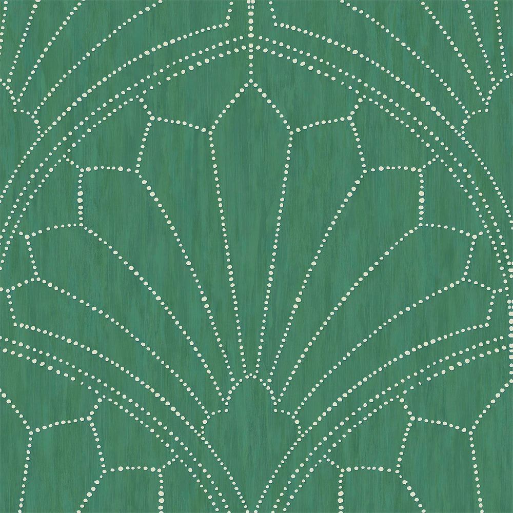 
                  
                    RY31504 green scallop medallion geometric wallpaper from the Boho Rhapsody collection by Seabrook Designs
                  
                