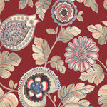 Boho Rhapsody Cabernet and Coral Calypso Paisley Leaf Fabric