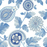 Boho Rhapsody Blue Oasis and Ivory Calypso Paisley Leaf Fabric