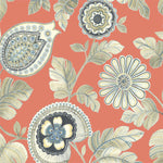 Boho Rhapsody Coral and Aloe Calypso Paisley Leaf Fabric