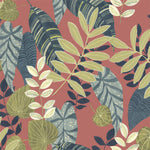 Boho Rhapsody Redwood and Olive Tropicana Leaves Fabric