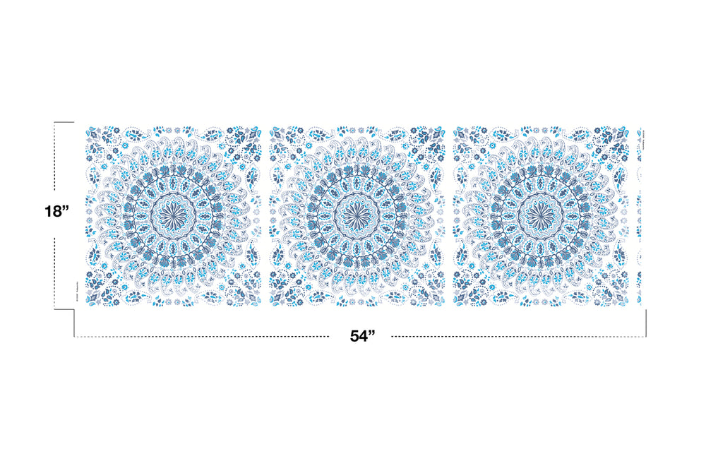 Boho Rhapsody Cerulean and Washed Denim Mandala Tile Fabric