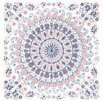 Boho Rhapsody Coral and Midnight Blue Mandala Tile Fabric
