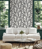 SC20000 leaf botanical wallpaper living room from the Summer House collection by Seabrook Designs