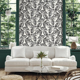 SC20000 leaf botanical wallpaper living room from the Summer House collection by Seabrook Designs