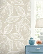 SC20005 leaf botanical wallpaper decor from the Summer House collection by Seabrook Designs