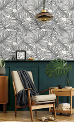 SC20200 palm leaf wallpaper entryway from the Summer House collection by Seabrook Designs