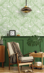 SC20204 palm leaf wallpaper entryway from the Summer House collection by Seabrook Designs