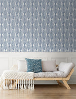 SC20302 leaf wallpaper living room from the Summer House collection by Seabrook Designs